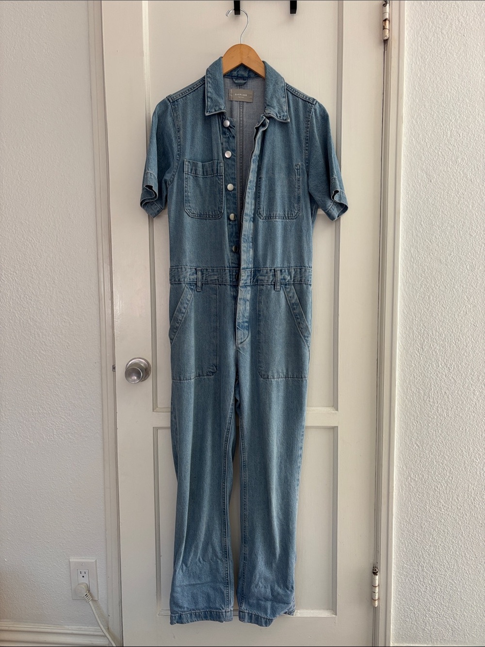 Everlane Light Blue Denim Short Sleeve Jumpsuit XS